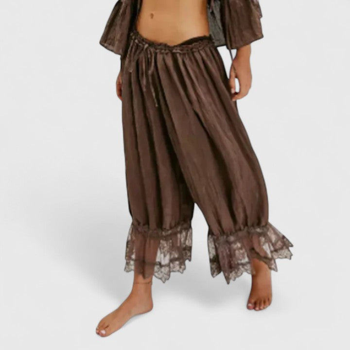 Flora | Pantalón de Mujer de Patchwork con Encaje