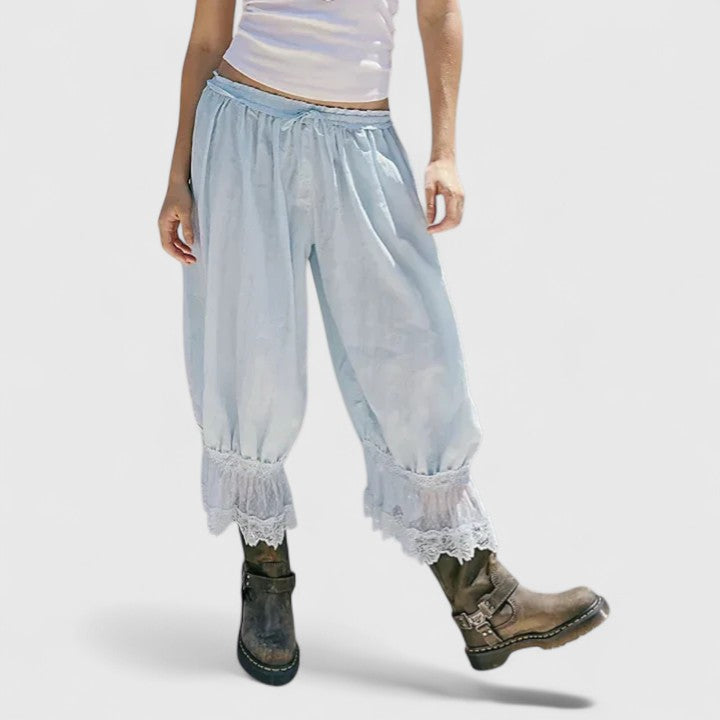 Flora | Pantalón de Mujer de Patchwork con Encaje