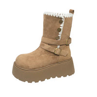 Irene | Botas con plataforma con hebilla elegante y forro cálido de felpa