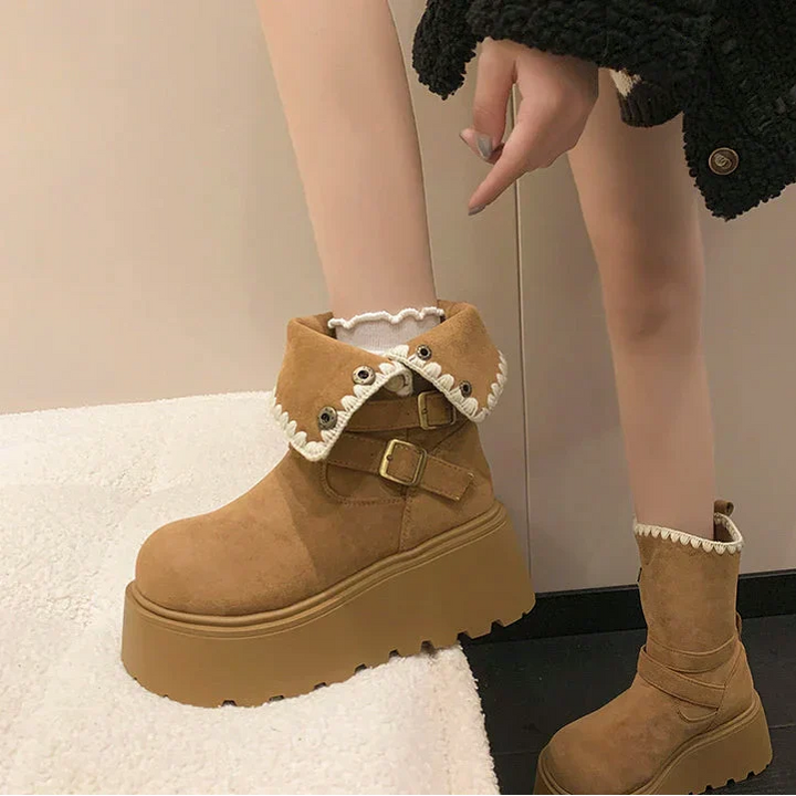 Irene | Botas con plataforma con hebilla elegante y forro cálido de felpa