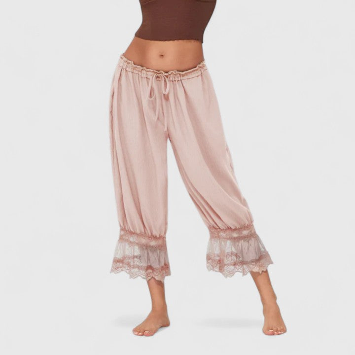 Flora | Pantalón de Mujer de Patchwork con Encaje