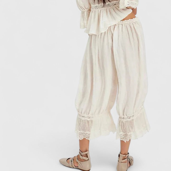 Flora | Pantalón de Mujer de Patchwork con Encaje