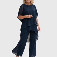 Teodora | Traje con pantalones palazzo drapeados