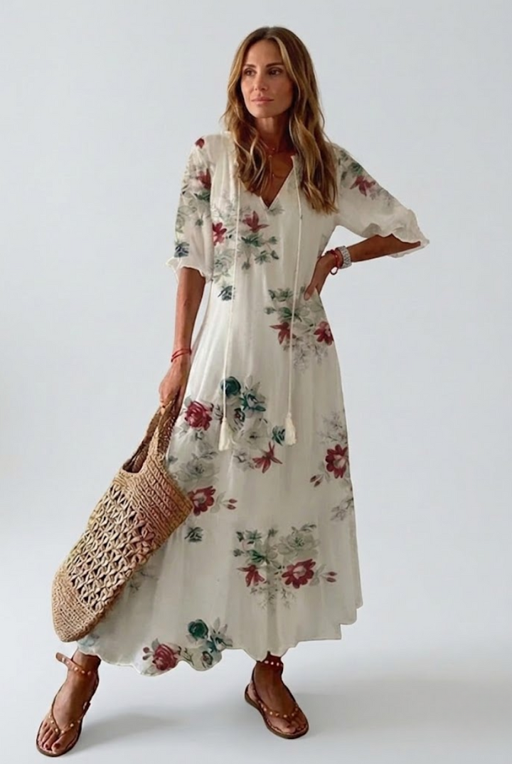 Irene | Vestido maxi floral de terciopelo elegante