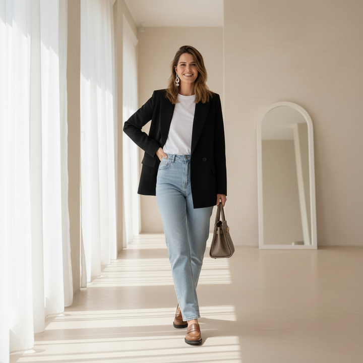 Zaida - Blazer Cruzada de Mujer Vintage con Bolsillos