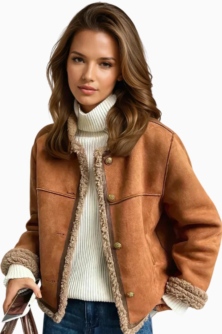 Remedios | Chaqueta de Mujer de Borrego Sintético con Botones