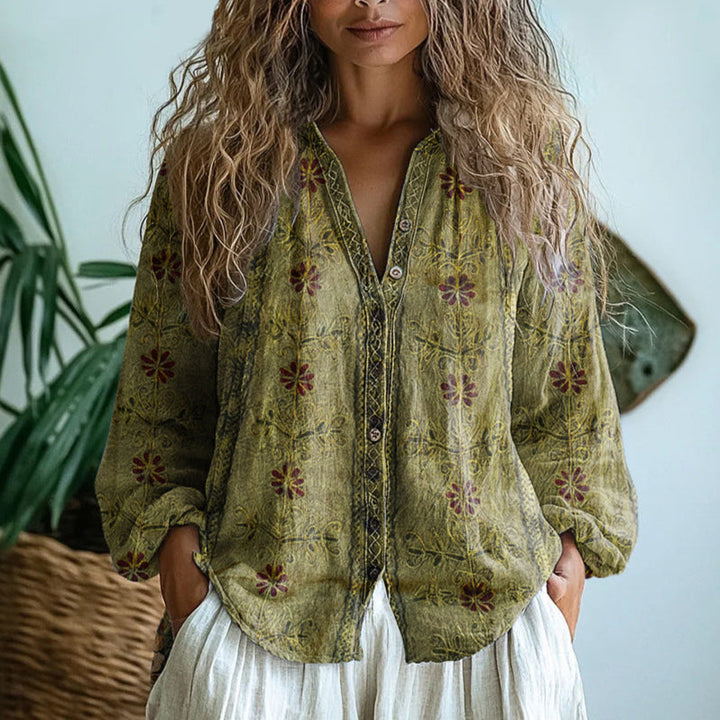 Ebba | Blusa Elegante con Estampado de Hojas