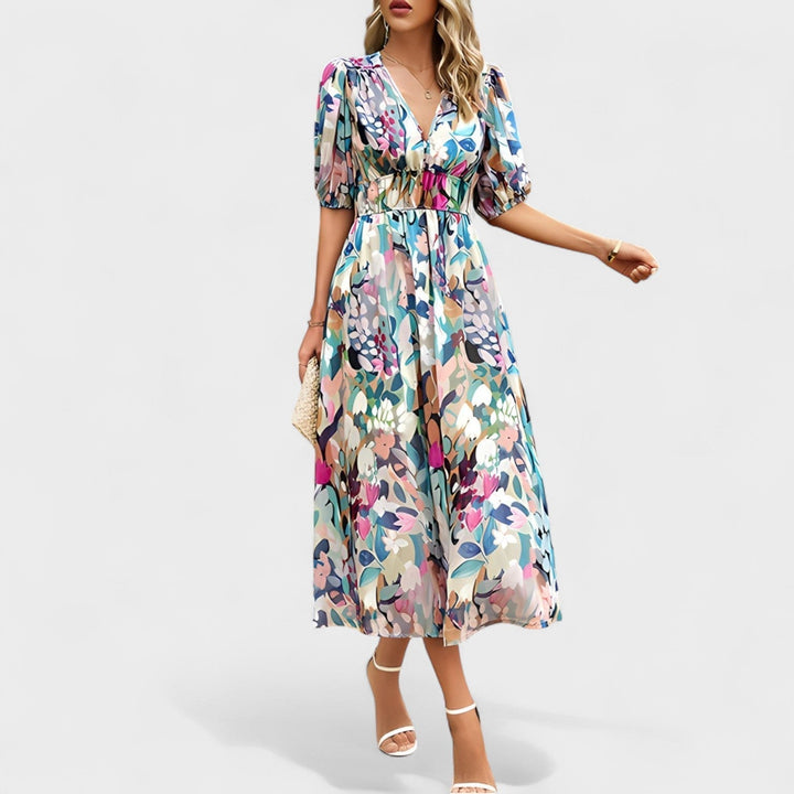 Clara – Vestido Midi Floral Elegante