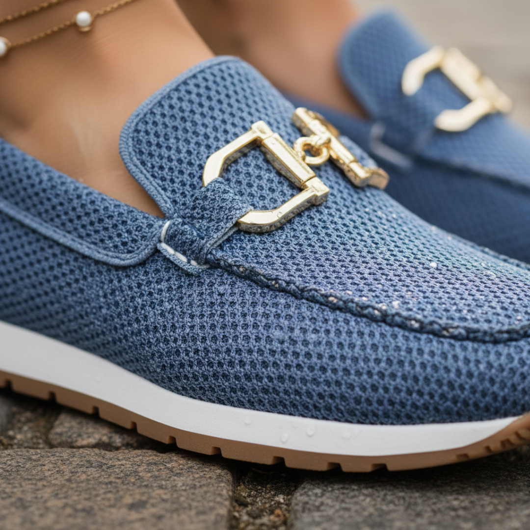 Rocío - Mocasines Ortopédicos de Mujer con Herraje Dorado