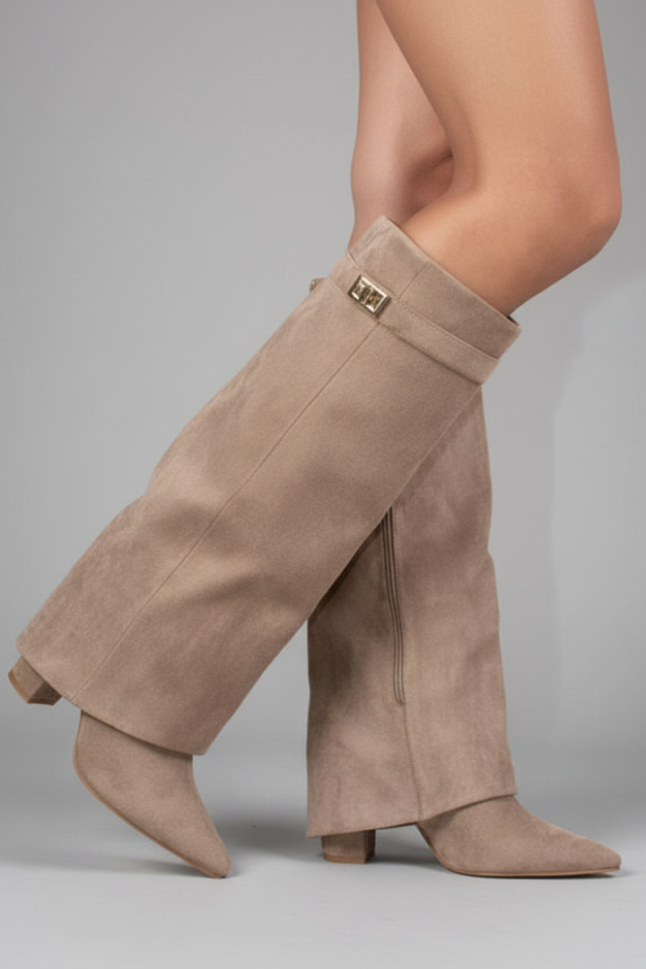 Teodosia | Botas Altas de Mujer de Puntera Fina y Tacón Ancho