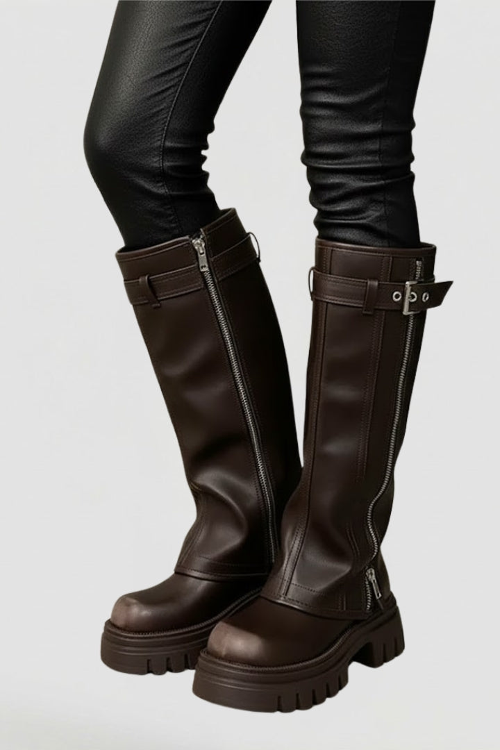 Venancia | Botas Altas de Mujer con Plataforma y Cremallera