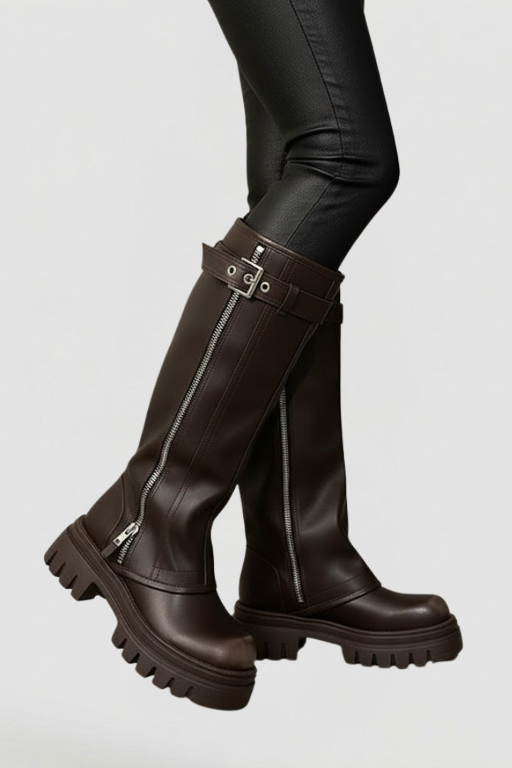 Venancia | Botas Altas de Mujer con Plataforma y Cremallera