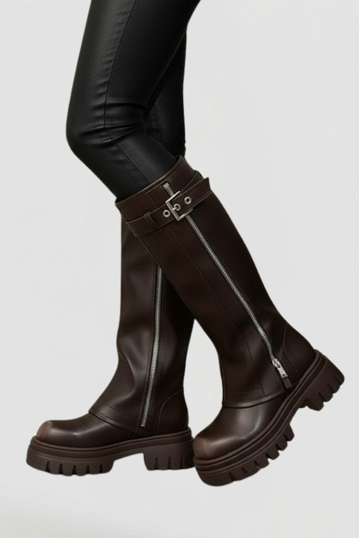 Venancia | Botas Altas de Mujer con Plataforma y Cremallera