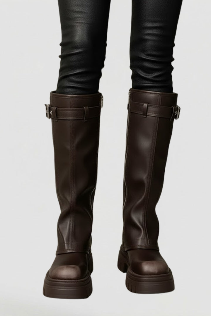 Venancia | Botas Altas de Mujer con Plataforma y Cremallera
