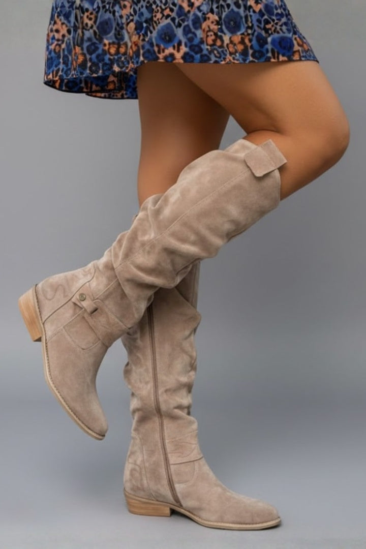 Remigia | Botas Altas de Mujer sobre la Rodilla con Pliegues