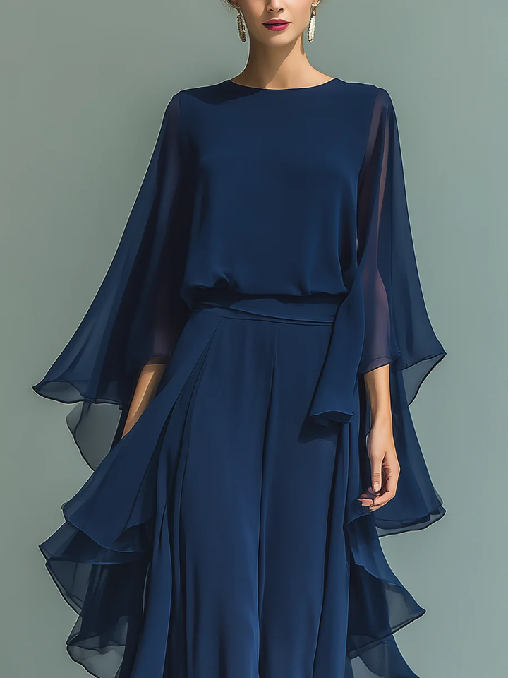 Olalla| Conjunto elegante con volantes de gasa