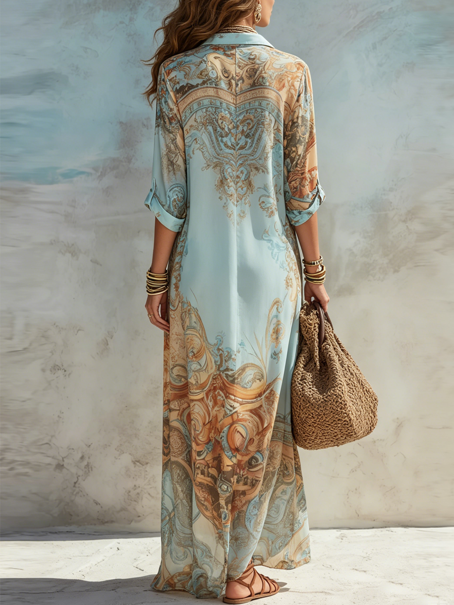 Lucía | Vestido Chemisier Mediterráneo