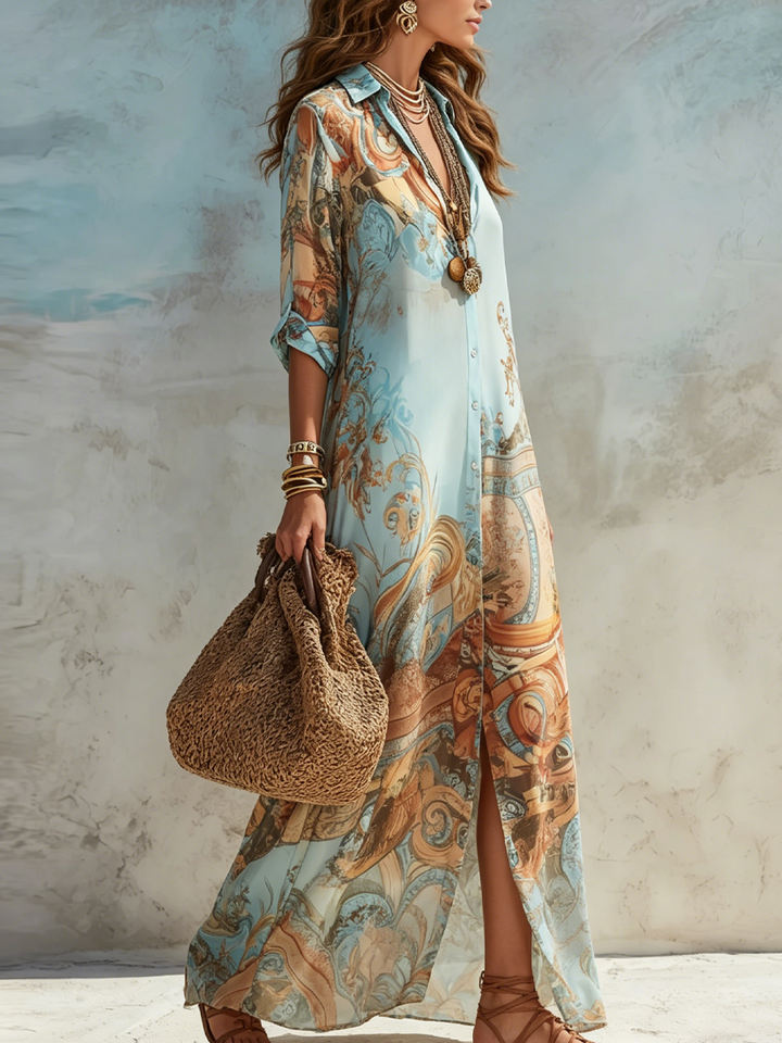 Lucía | Vestido Chemisier Mediterráneo