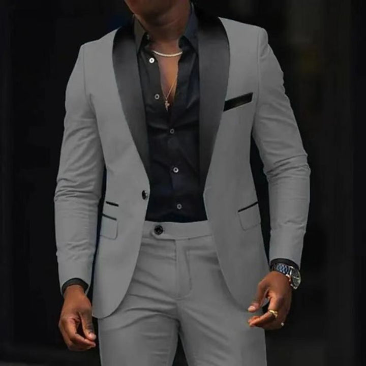 Abundio | Traje de Gala Slim Fit con Solapa Satinada - Gris claro