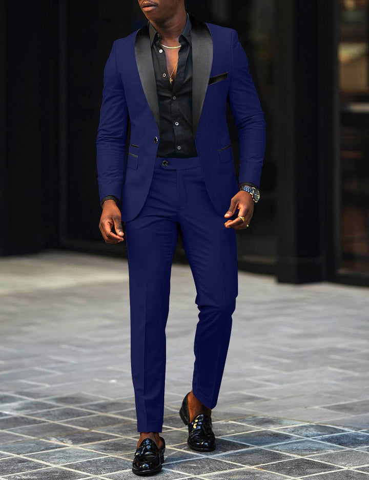 Abundio | Traje de Gala Slim Fit con Solapa Satinada - Azul real