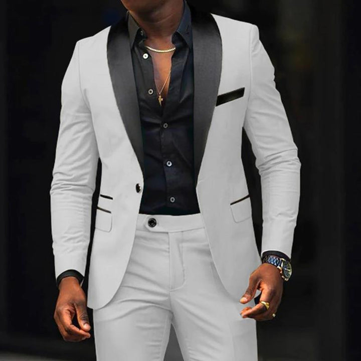Abundio | Traje de Gala Slim Fit con Solapa Satinada - Blanco
