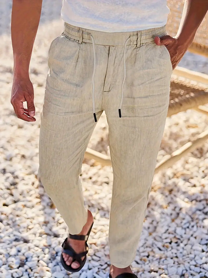 Daniel | Pantalones Largos De Lino Con Cordón