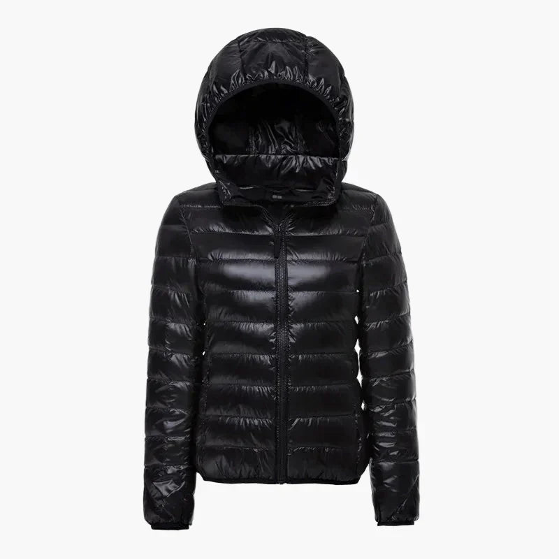 Adelaida | Chaqueta Acolchada Ligera de Mujer con Capucha - Negro
