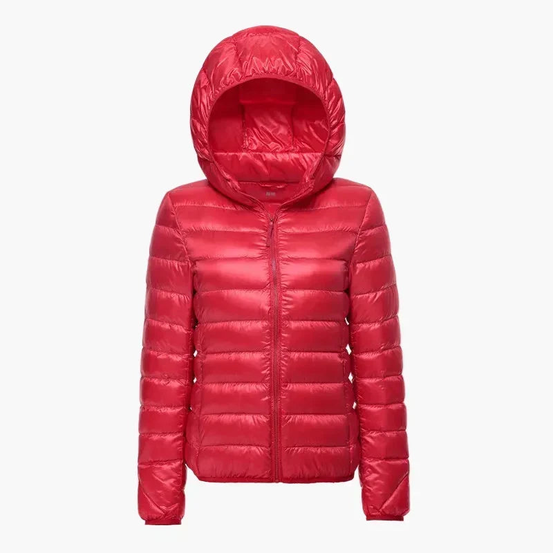 Adelaida | Chaqueta Acolchada Ligera de Mujer con Capucha - Rojo