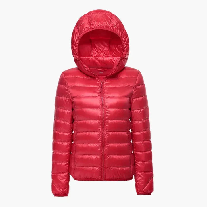 Adelaida | Chaqueta Acolchada Ligera de Mujer con Capucha - Rojo