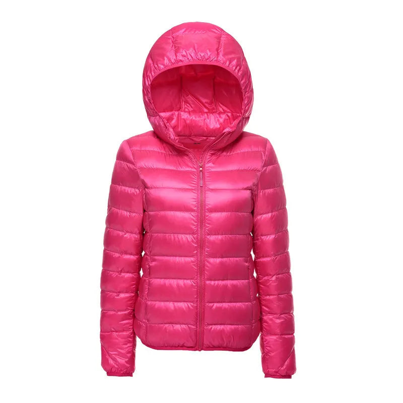 Adelaida | Chaqueta Acolchada Ligera de Mujer con Capucha - Rosa frambuesa