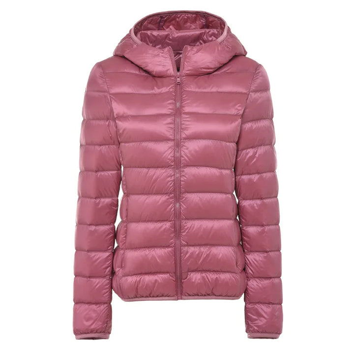 Adelaida | Chaqueta Acolchada Ligera de Mujer con Capucha - Rosa