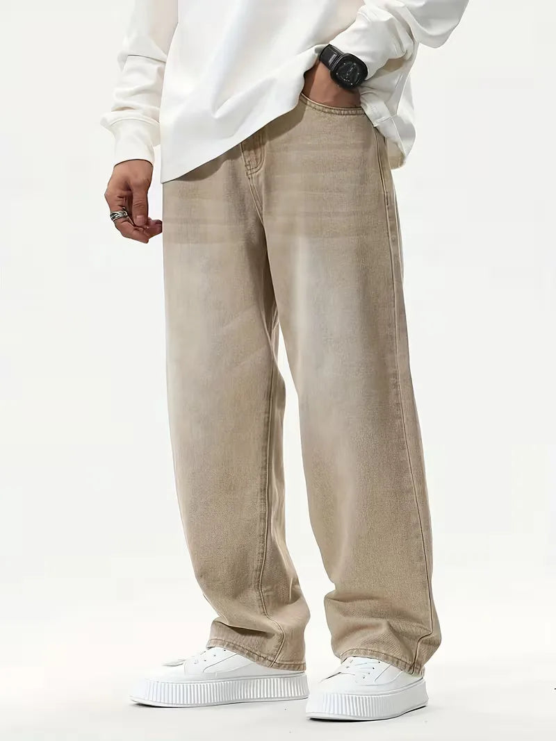 Alipio | Vaqueros Anchos Beige de Corte Holgado - 2
