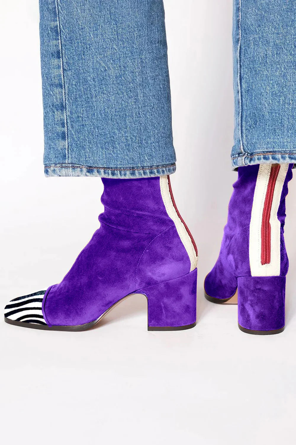 Alodia | Botines Elegantes de Mujer con Punta Cuadrada - Morado real