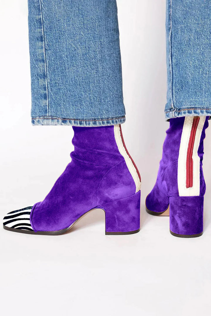 Alodia | Botines Elegantes de Mujer con Punta Cuadrada - Morado real