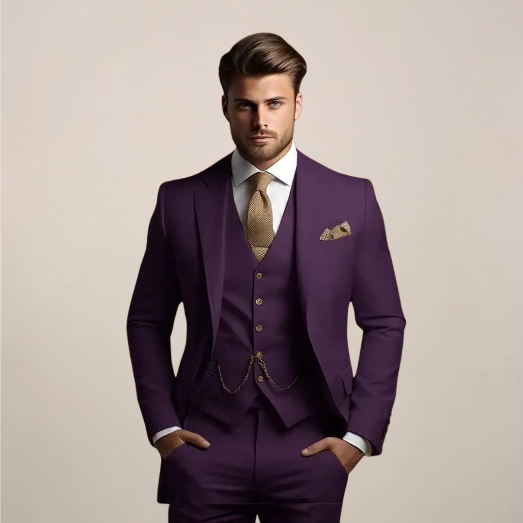 Amador | Traje de Hombre de Tres Piezas para Ceremonia - Morado oscuro