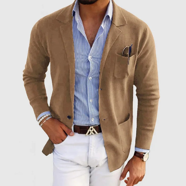 Atanasio | Blazer de Punto con Bolsillos de Parche - Beige