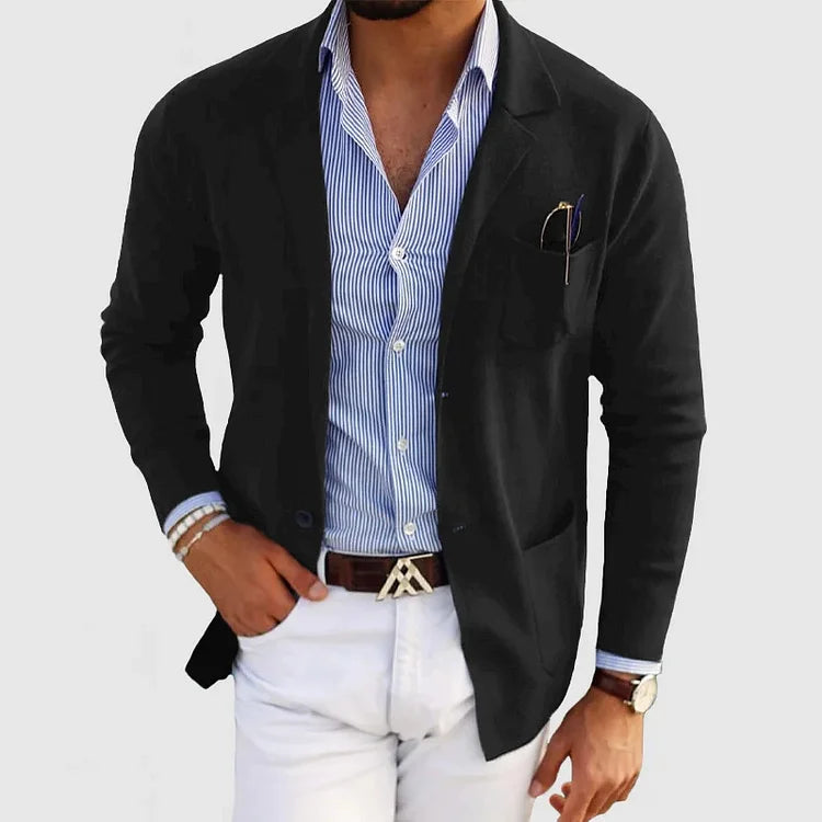 Atanasio | Blazer de Punto con Bolsillos de Parche - Negro