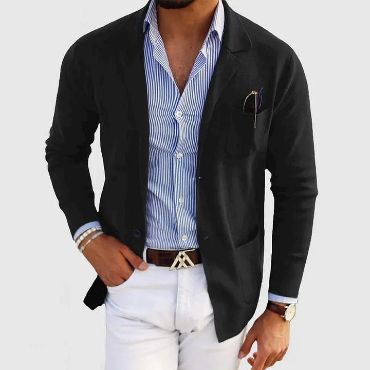 Atanasio | Blazer de Punto con Bolsillos de Parche - Negro