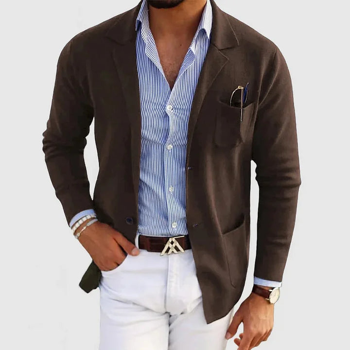 Atanasio | Blazer de Punto con Bolsillos de Parche - Marrón
