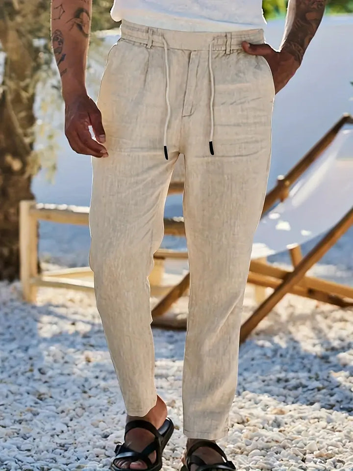 Daniel | Pantalones Largos De Lino Con Cordón