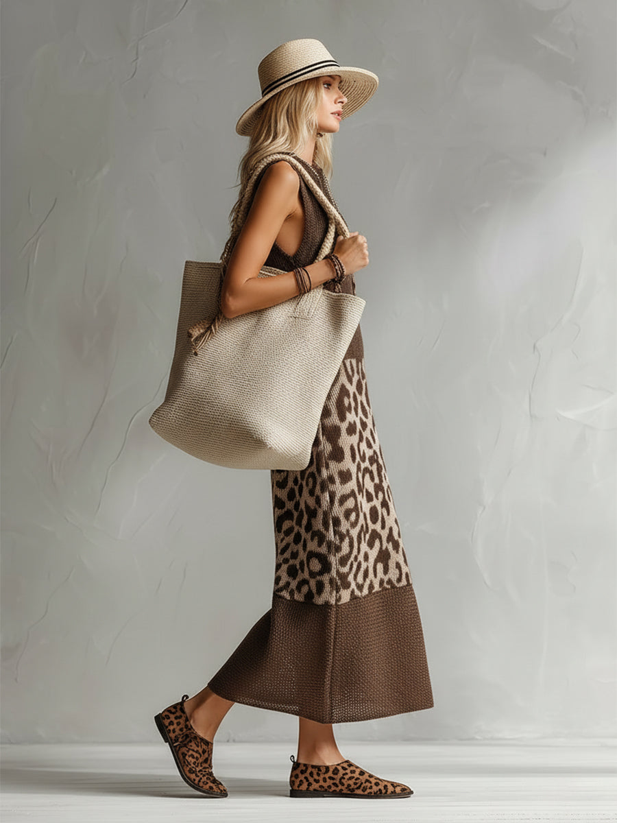 Teresa | Vestido midi de punto leopardo