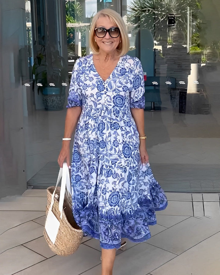 Manoli | Elegante vestido floral con cuello en V
