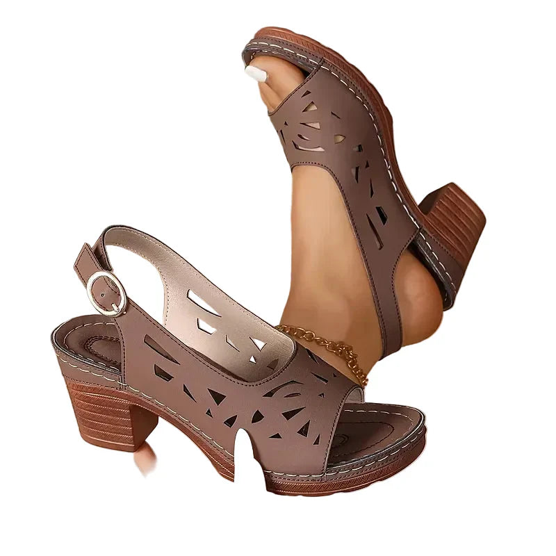 Christine | Sandalias con Tobillo y Tacón Bloque