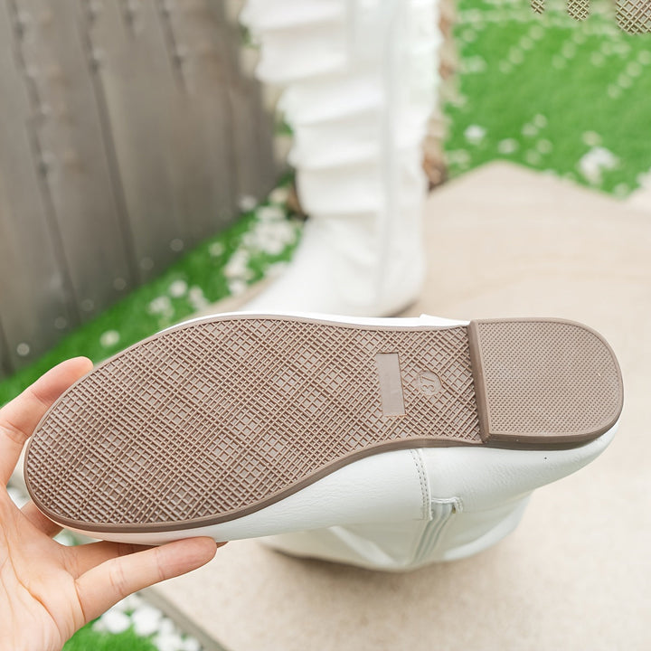 Justina | Botas Altas Planas de Mujer Fruncidas
