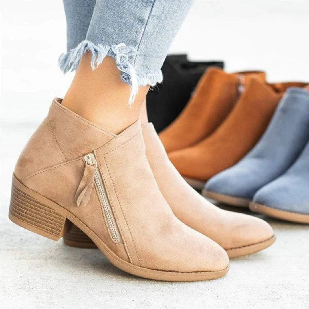 Blasa | Botines Elegantes Aspecto Ante con Tacón Bajo - 3