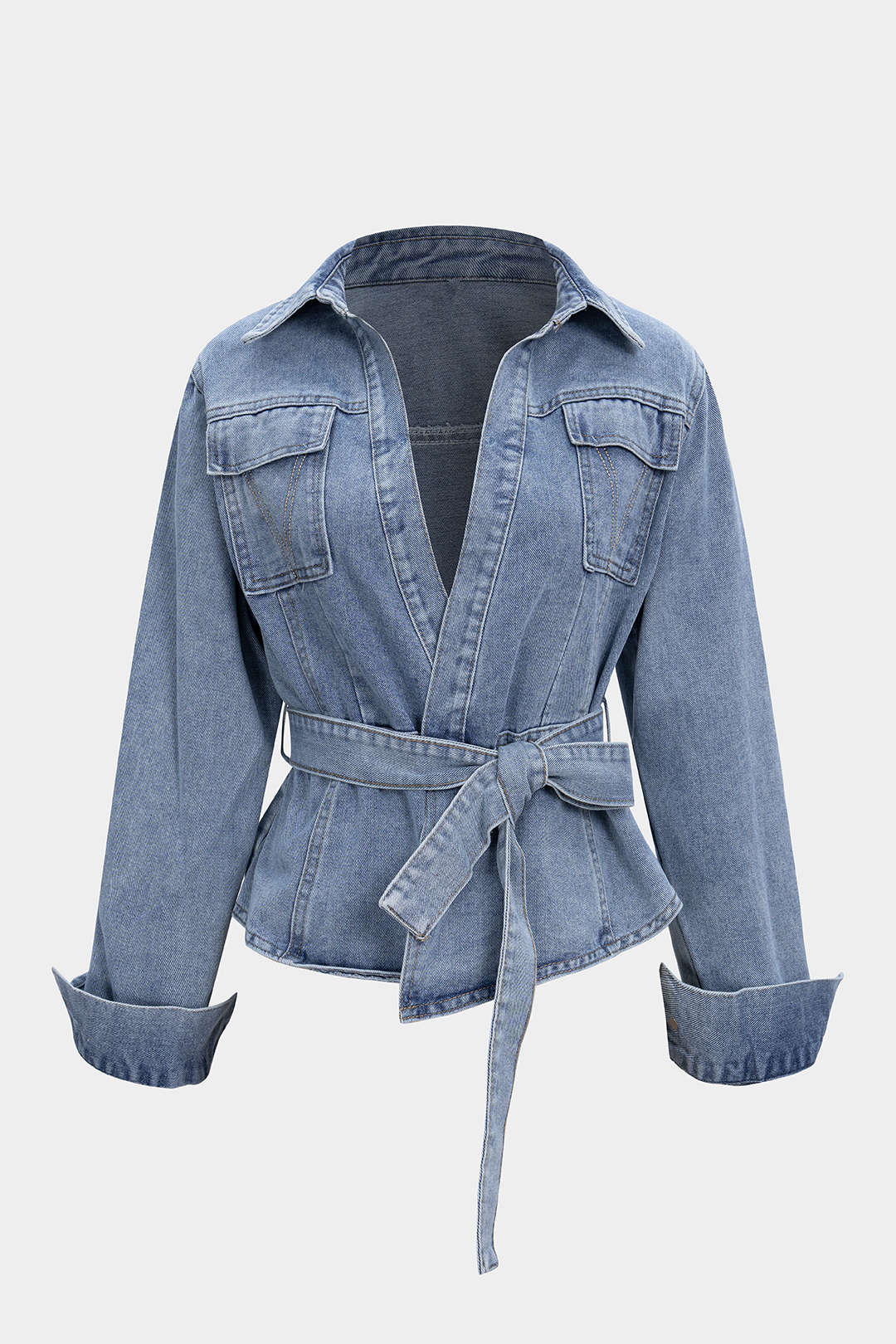 Elodia | Camisa Vaquera de Mujer de Manga Larga con Lazada