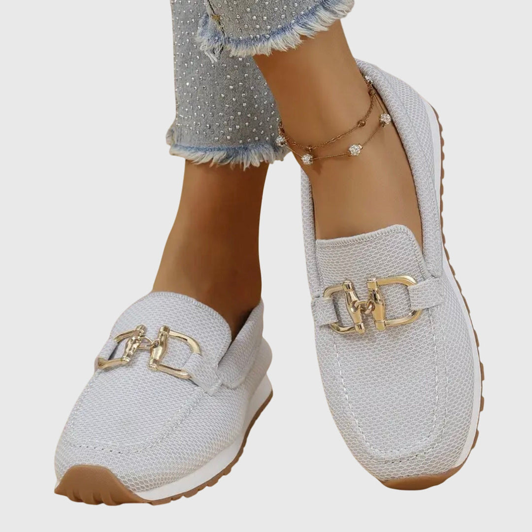 Rocío - Mocasines Ortopédicos de Mujer con Herraje Dorado