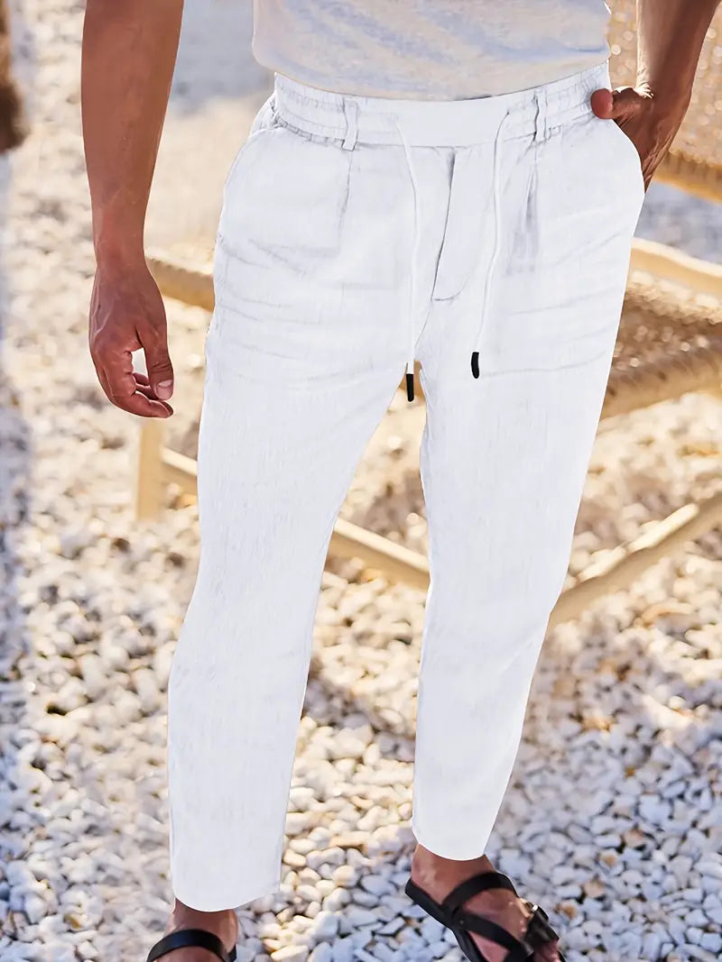 Daniel | Pantalones Largos De Lino Con Cordón
