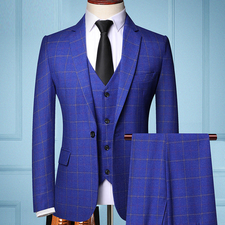 Calixto | Traje Completo de Tres Piezas a Cuadros - Azul real