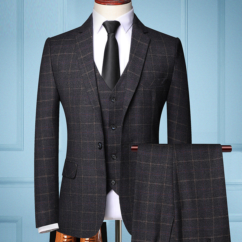 Calixto | Traje Completo de Tres Piezas a Cuadros - Café